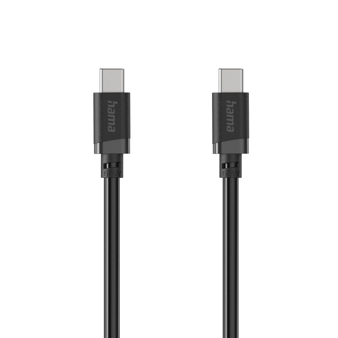 HAMA Кабел USB-C - USB-C, 60W, 0.5 м, черен