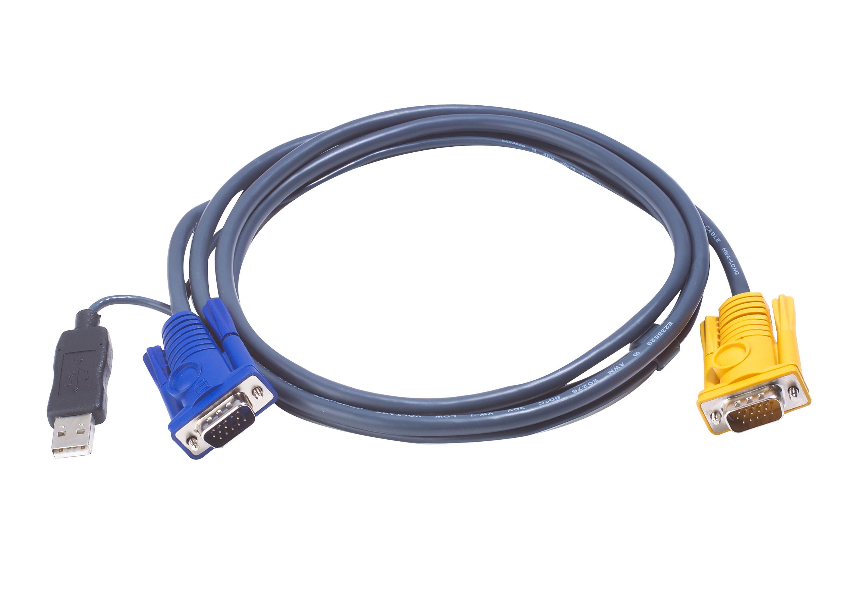 KVM кабел ATEN, PC HDB & USB към 3in1 SPHD(Keyboard/Mouse/Video), Вграден PS/2 към USB конвертор, 5 м