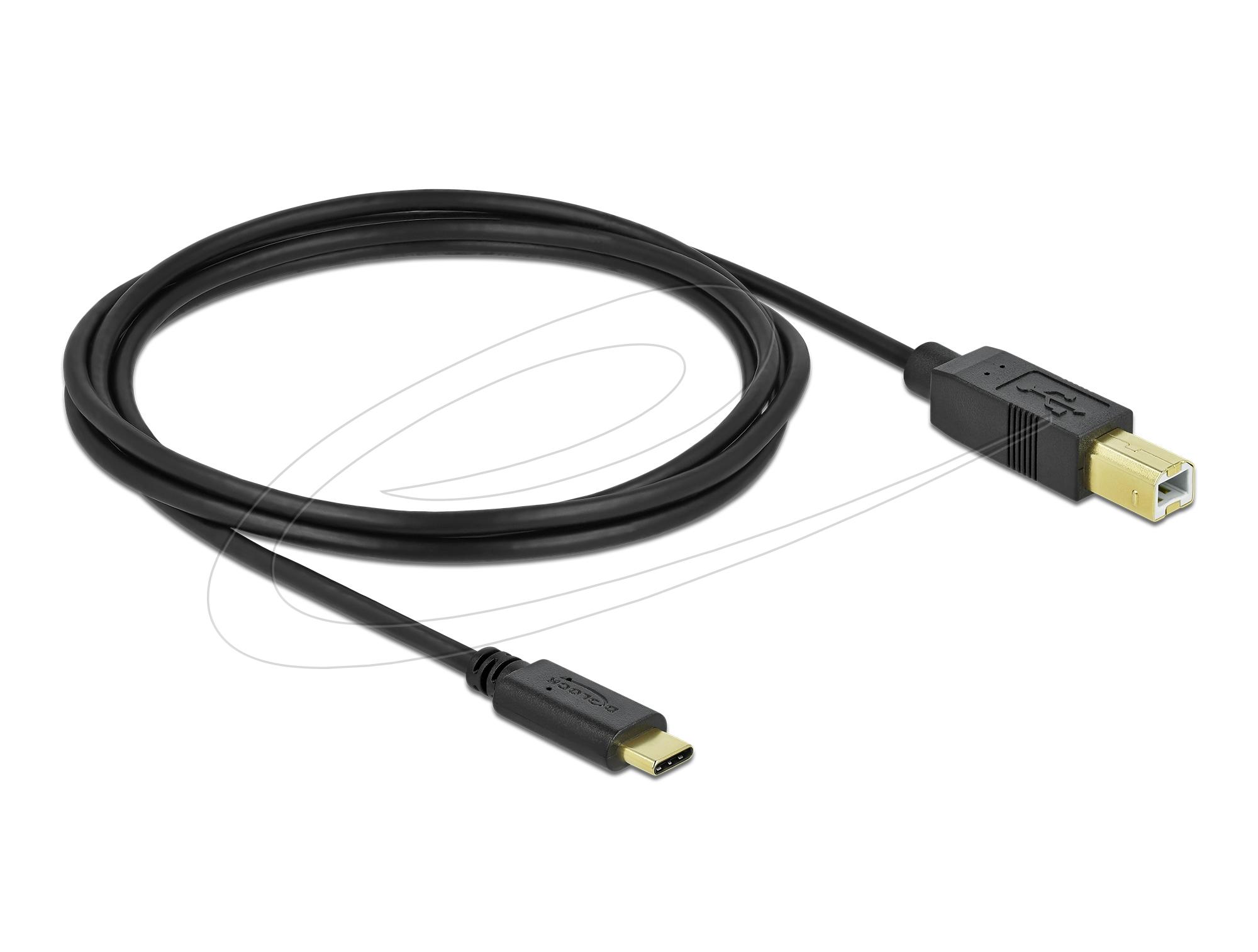Кабел Delock USB-C 2.0 мъжко - USB-B мъжко, 2 м, Черен