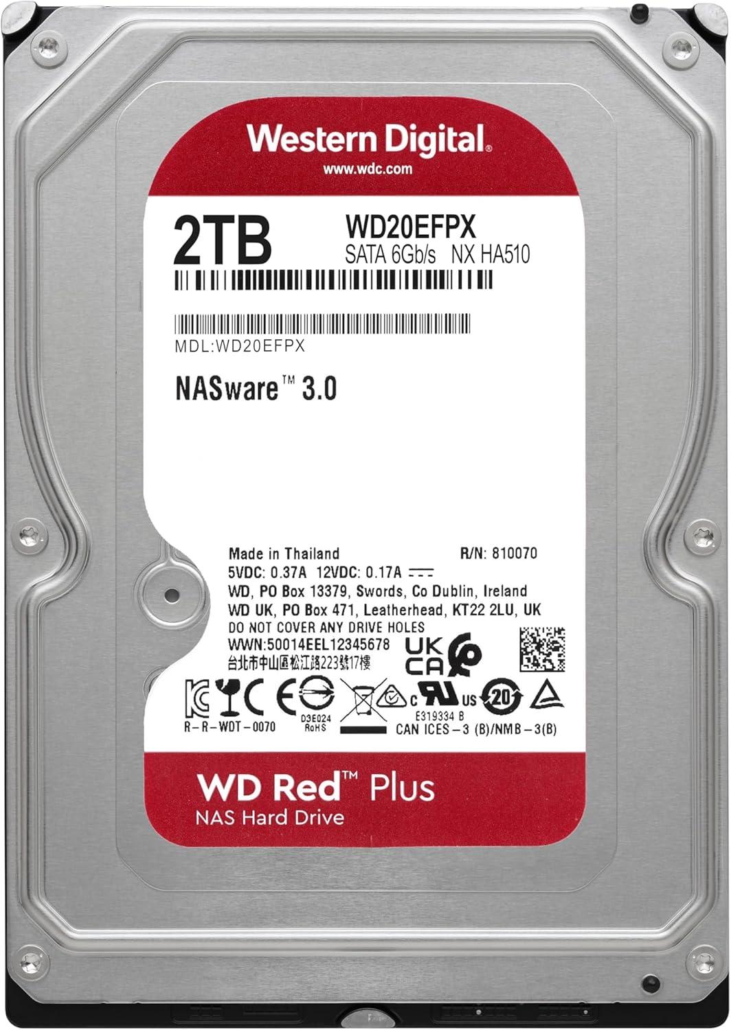 Хард диск WD Red PLUS NAS, 2TB, 5400rpm, 64MB, SATA 3