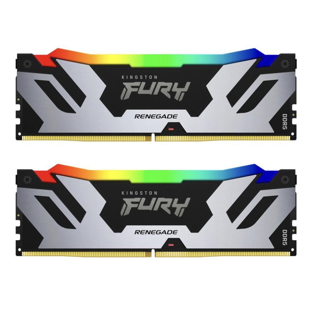 Памет Kingston Fury Renegade Silver/Black RGB 64GB(2x32GB) DDR5 6400MHz CL32 - KF564C32RSAK2-64