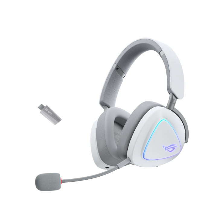 Геймърски безжични слушалки ASUS ROG Delta II White - USB-C, Aura Sync RGB