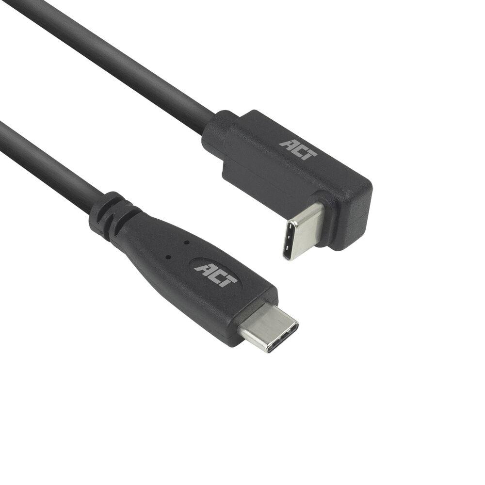 ACT Кабел USB-C - USB-C, 10Gbps, 60W, 0.5 м, конектори - 1x прав и 1x на 90° up/down angled
