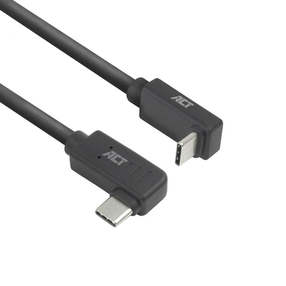ACT Кабел USB-C - USB-C, 10Gbps, 60W, 1 m, конектори 90° left/right, up/down angled