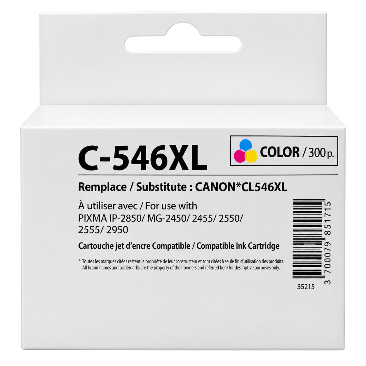 Мастилница CANON CL-546XL Color, Canon IP2850/ MG2450/MG2550/TS335x, 360k 15ml, Generink