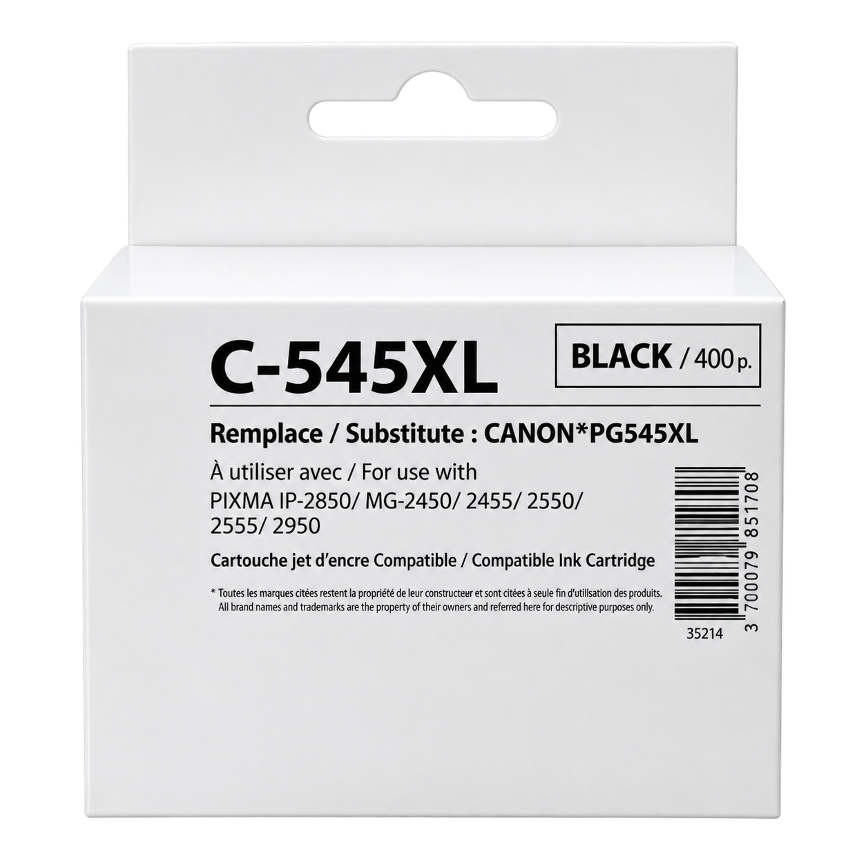 Мастилница CANON PG-545XL Black, Canon IP2850/ MG2450/MG2550/TS335x,  450k , Generink