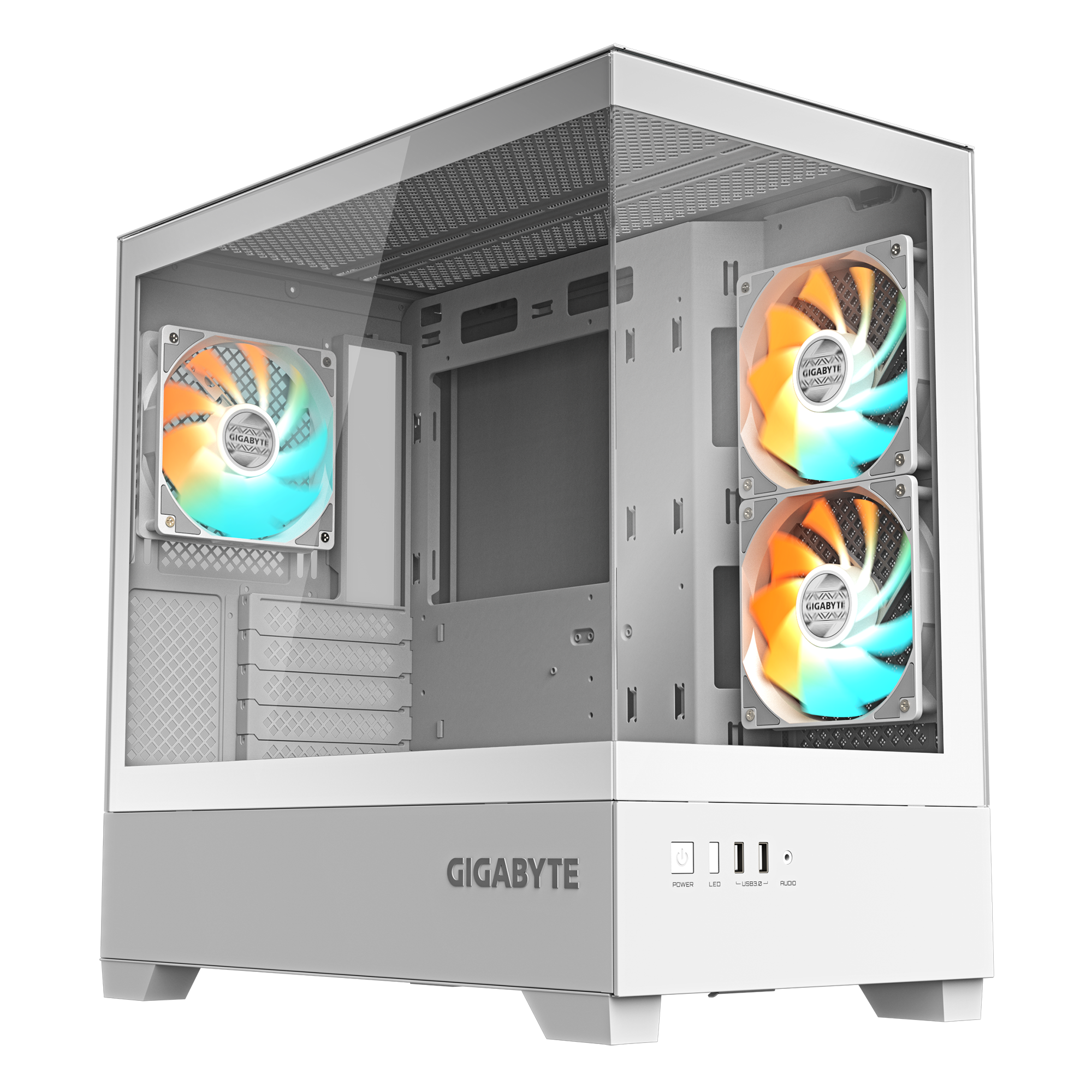 Кутия GIGABYTE C201 PANORAMIC ICE + 3 ARGB Вентилатора