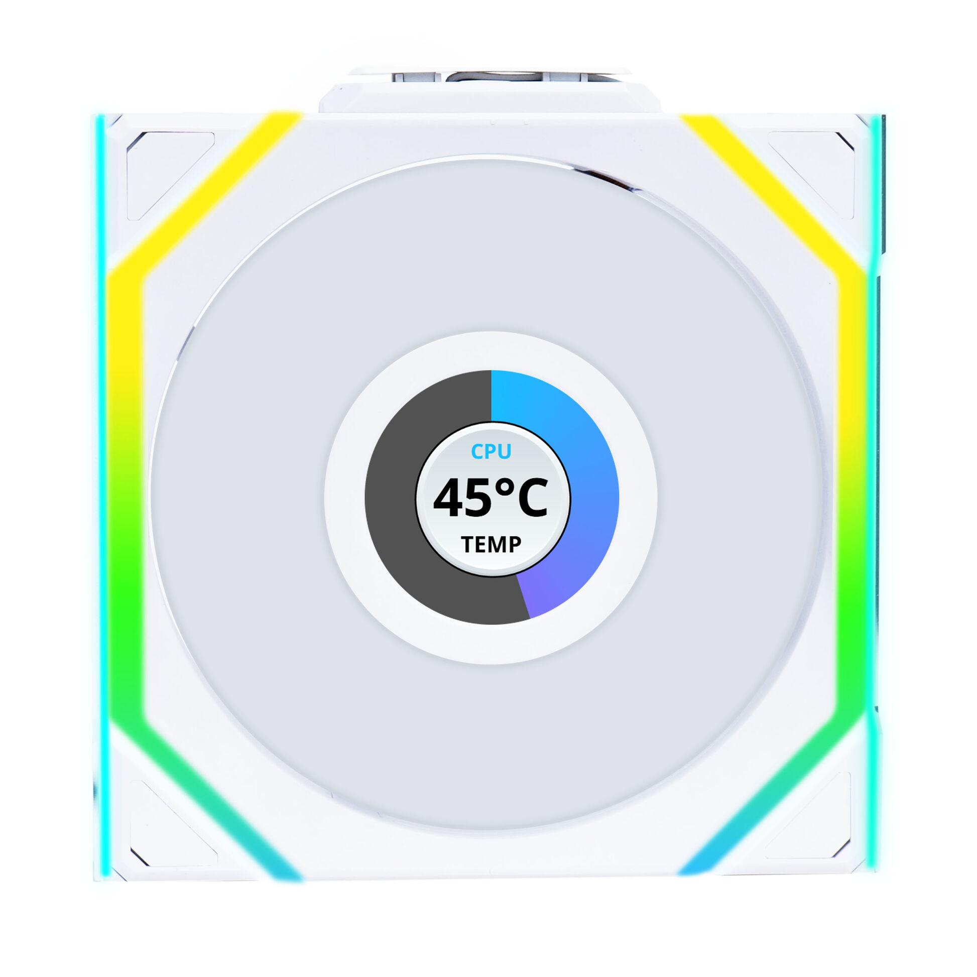 Вентилатор Lian Li UNI FAN SL Wireless LCD Reverse Blade ARGB PWM - 120 mm Бял