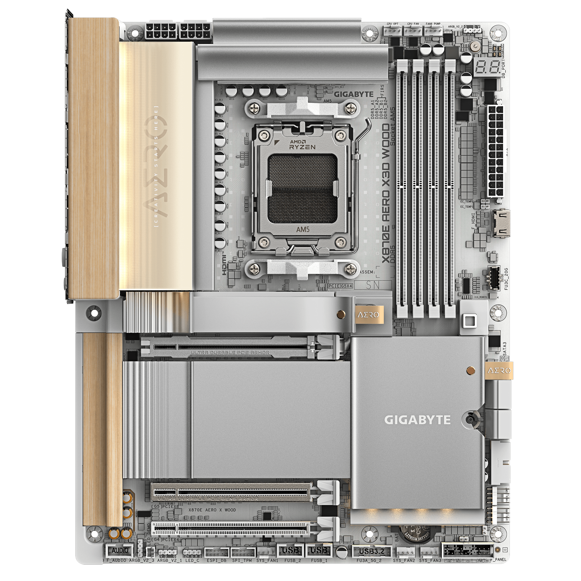 Дънна платка GIGABYTE X870E AERO X3D WOOD WIFI7, Socket AM5