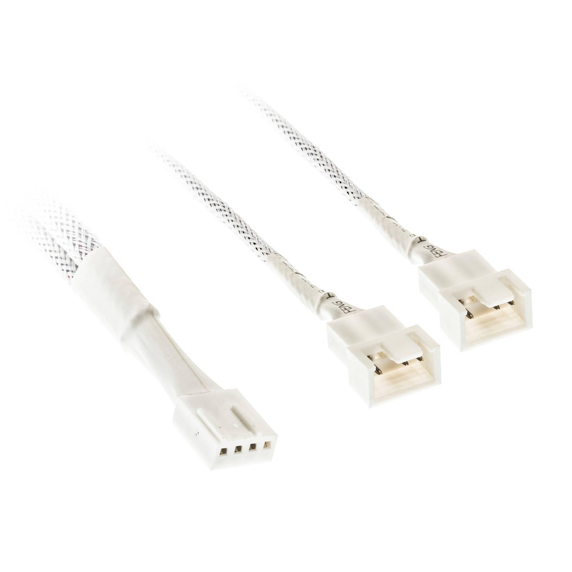 Кабел Kolink PWM 1-2 Сплитер - 35 cm, оплетен, Бял