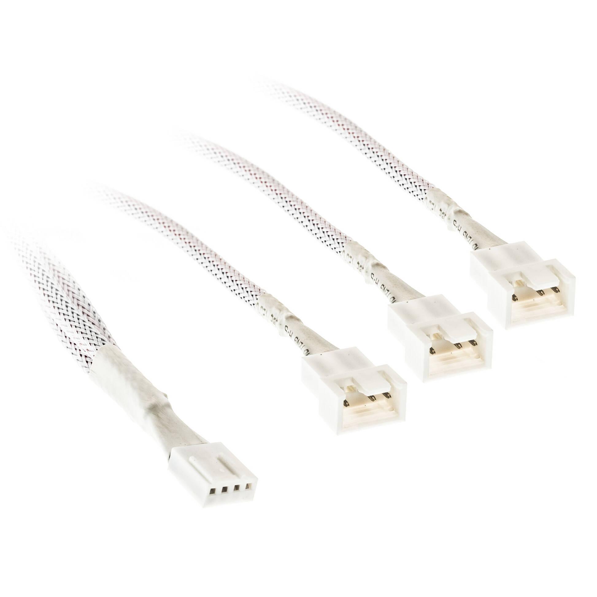 Кабел Kolink PWM 1-3 Сплитер - 35 cm, оплетен, Бял